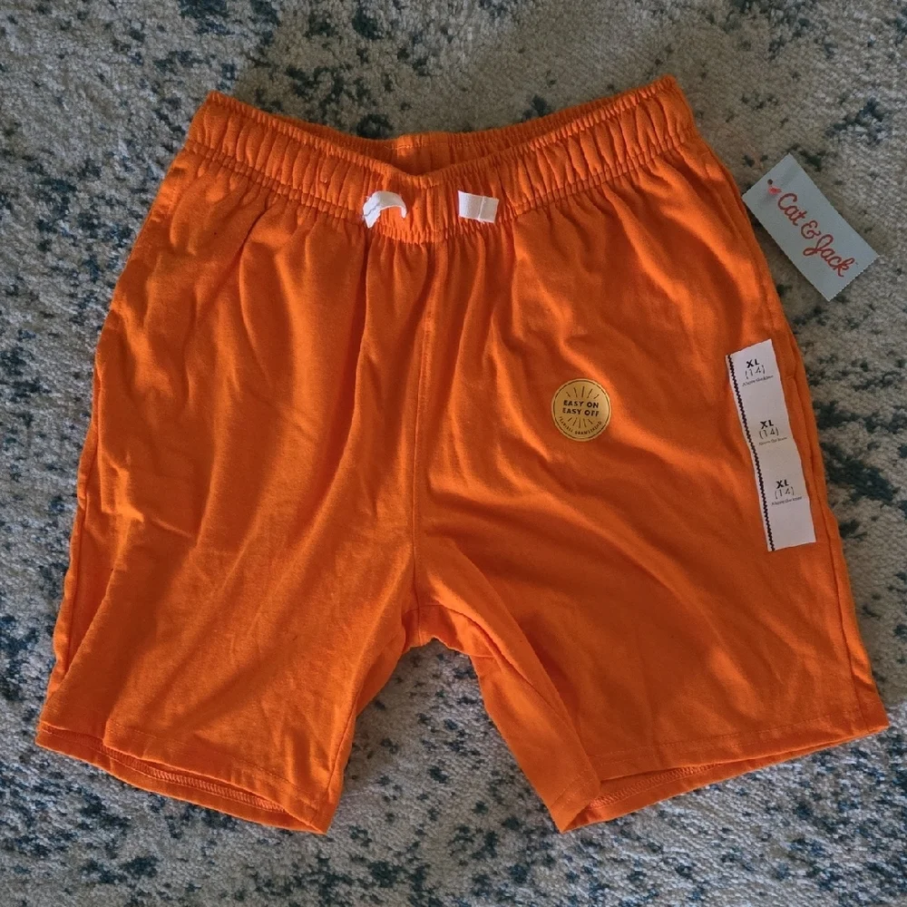 NWT Cat & Jack Orange Athletic Shorts Elastic Waistband
